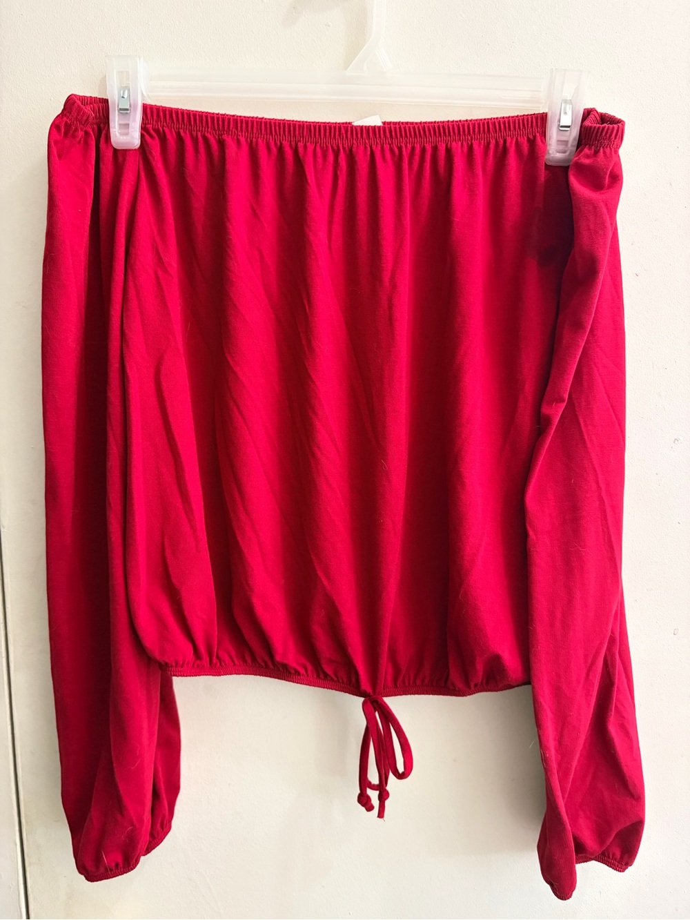 Streetwear Society Red Elastic Off the Shoulder Top